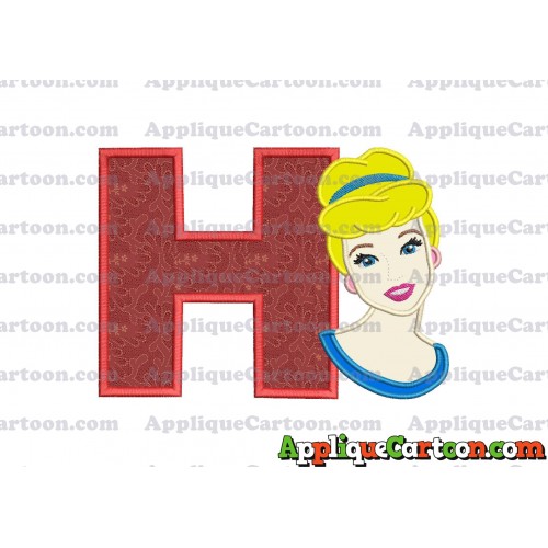 Cinderella Princess Applique Embroidery Design With Alphabet H