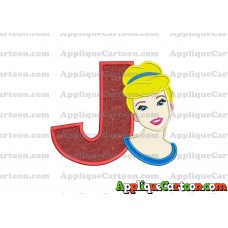 Cinderella Princess Applique Embroidery Design With Alphabet J