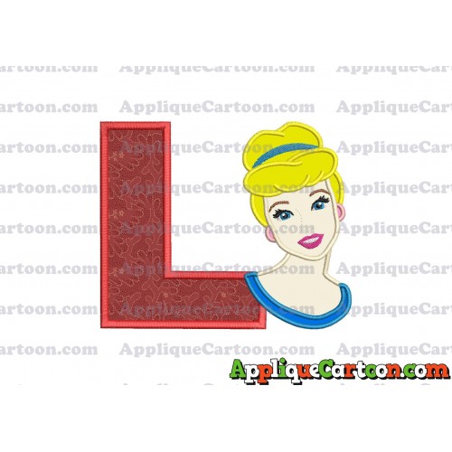 Cinderella Princess Applique Embroidery Design With Alphabet L