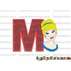 Cinderella Princess Applique Embroidery Design With Alphabet M