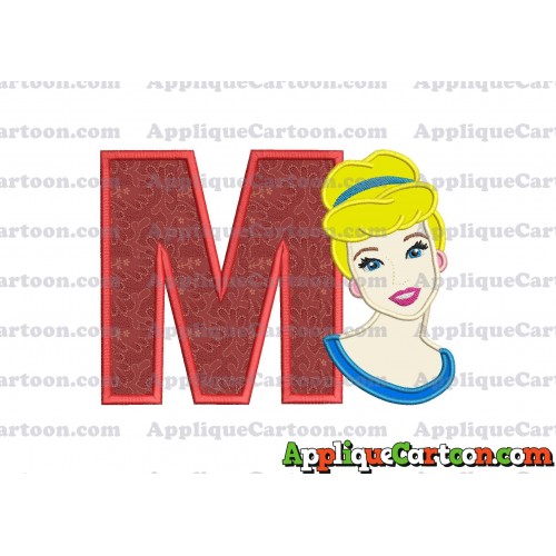 Cinderella Princess Applique Embroidery Design With Alphabet M
