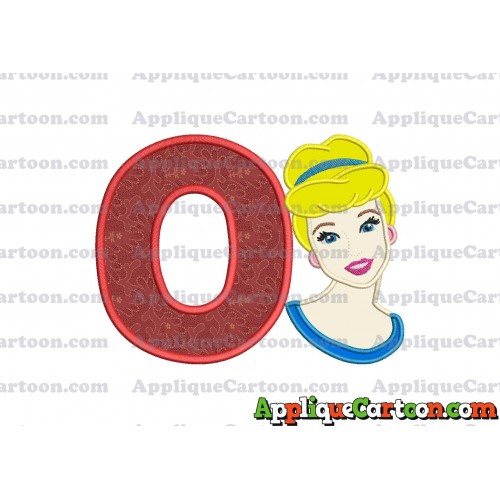 Cinderella Princess Applique Embroidery Design With Alphabet O