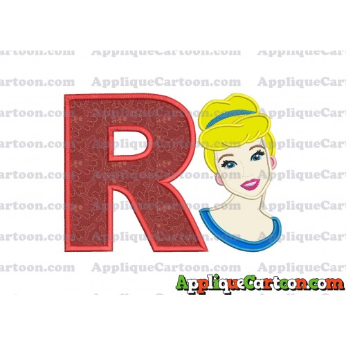 Cinderella Princess Applique Embroidery Design With Alphabet R