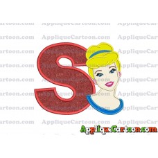 Cinderella Princess Applique Embroidery Design With Alphabet S