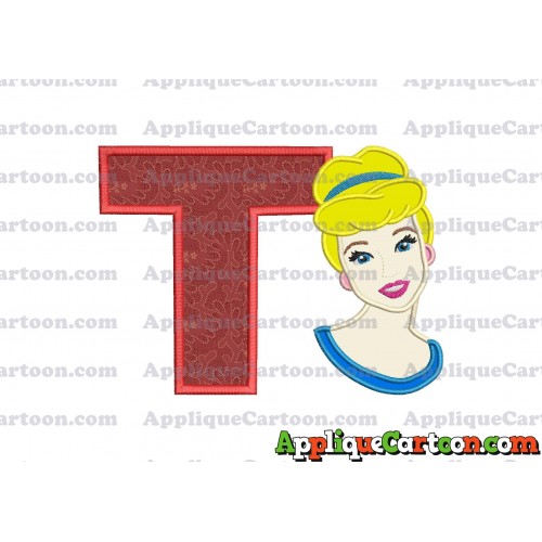 Cinderella Princess Applique Embroidery Design With Alphabet T