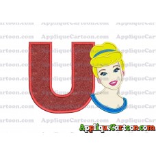 Cinderella Princess Applique Embroidery Design With Alphabet U