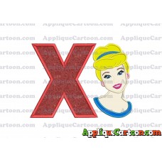 Cinderella Princess Applique Embroidery Design With Alphabet X