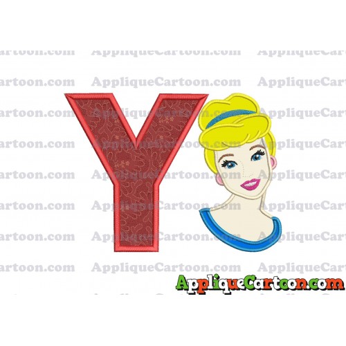 Cinderella Princess Applique Embroidery Design With Alphabet Y