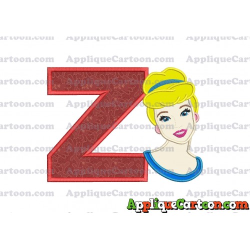 Cinderella Princess Applique Embroidery Design With Alphabet Z