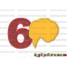 Comic Speech Bubble Applique 01 Embroidery Design Birthday Number 6
