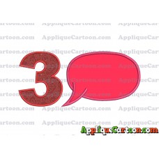 Comic Speech Bubble Applique 04 Embroidery Design Birthday Number 3