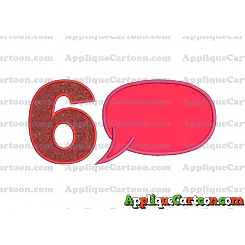Comic Speech Bubble Applique 04 Embroidery Design Birthday Number 6