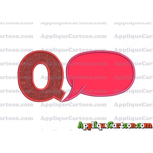 Comic Speech Bubble Applique 04 Embroidery Design With Alphabet Q