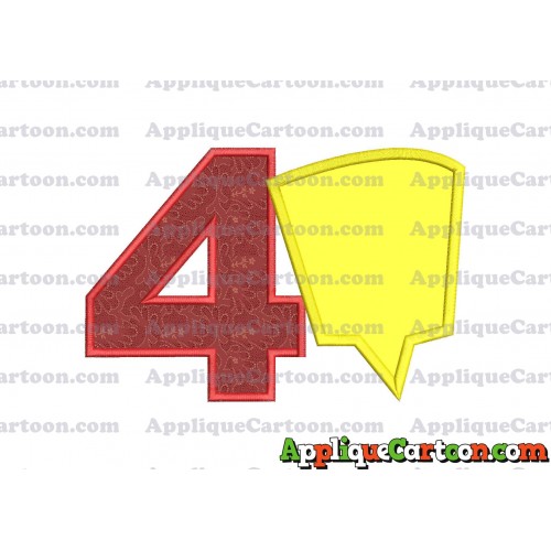 Comic Speech Bubble Applique 09 Embroidery Design Birthday Number 4