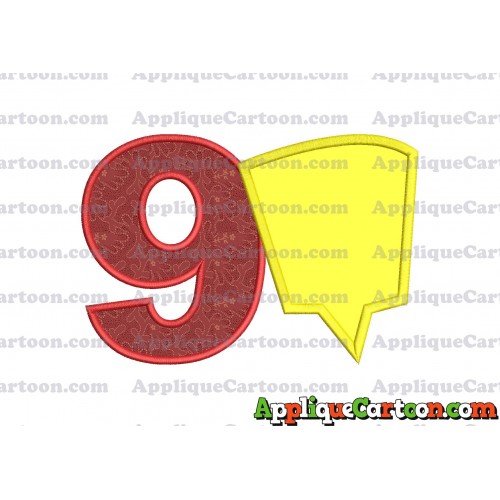 Comic Speech Bubble Applique 09 Embroidery Design Birthday Number 9