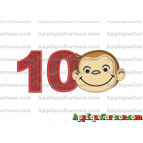 Curious George Applique 01 Embroidery Design Birthday Number 10