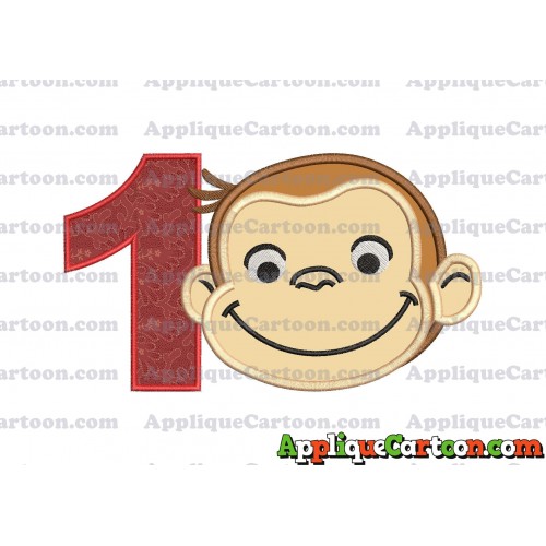 Curious George Applique 01 Embroidery Design Birthday Number 1