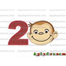 Curious George Applique 01 Embroidery Design Birthday Number 2