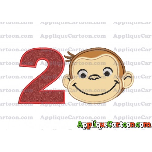 Curious George Applique 01 Embroidery Design Birthday Number 2