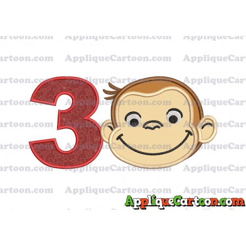 Curious George Applique 01 Embroidery Design Birthday Number 3