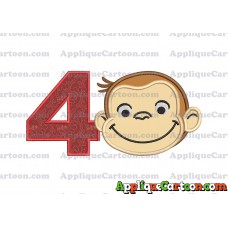 Curious George Applique 01 Embroidery Design Birthday Number 4