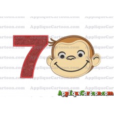 Curious George Applique 01 Embroidery Design Birthday Number 7