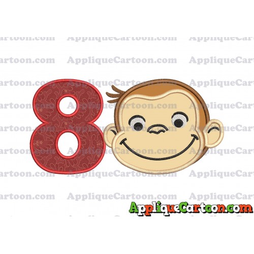 Curious George Applique 01 Embroidery Design Birthday Number 8