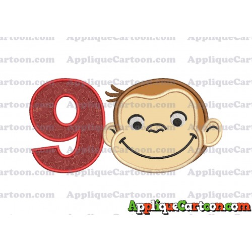 Curious George Applique 01 Embroidery Design Birthday Number 9