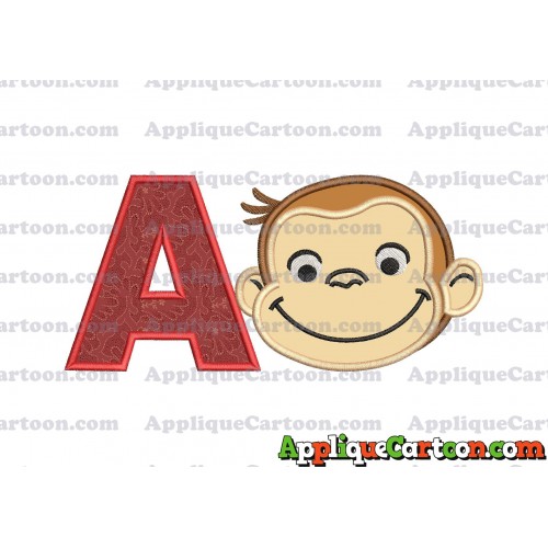 Curious George Applique 01 Embroidery Design With Alphabet A