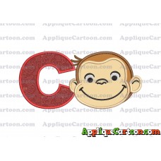 Curious George Applique 01 Embroidery Design With Alphabet C