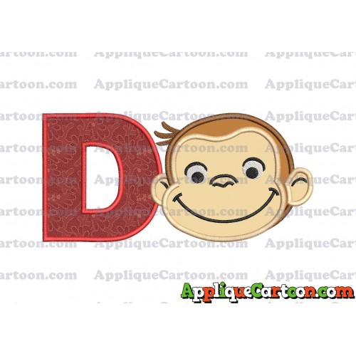 Curious George Applique 01 Embroidery Design With Alphabet D
