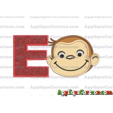 Curious George Applique 01 Embroidery Design With Alphabet E