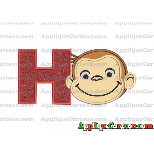 Curious George Applique 01 Embroidery Design With Alphabet H