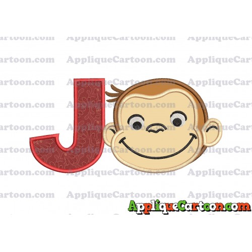 Curious George Applique 01 Embroidery Design With Alphabet J