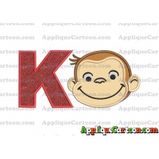Curious George Applique 01 Embroidery Design With Alphabet K