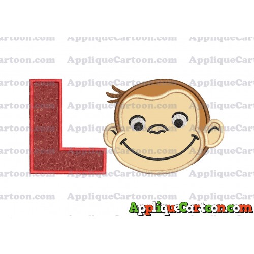 Curious George Applique 01 Embroidery Design With Alphabet L