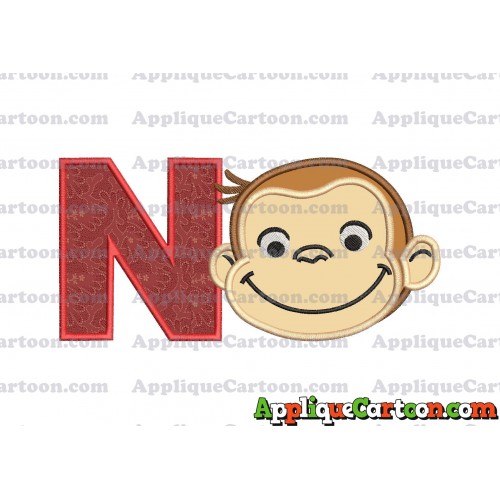Curious George Applique 01 Embroidery Design With Alphabet N