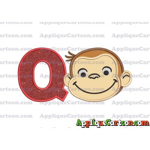 Curious George Applique 01 Embroidery Design With Alphabet Q