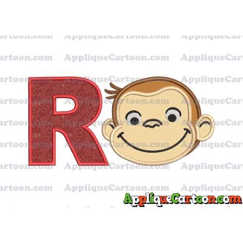 Curious George Applique 01 Embroidery Design With Alphabet R
