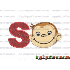 Curious George Applique 01 Embroidery Design With Alphabet S