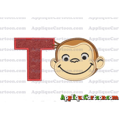 Curious George Applique 01 Embroidery Design With Alphabet T