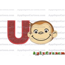 Curious George Applique 01 Embroidery Design With Alphabet U