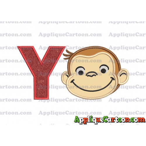 Curious George Applique 01 Embroidery Design With Alphabet Y