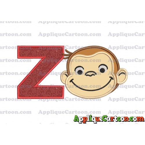 Curious George Applique 01 Embroidery Design With Alphabet Z