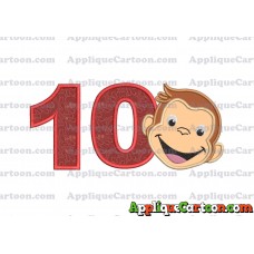 Curious George Applique 02 Embroidery Design Birthday Number 10