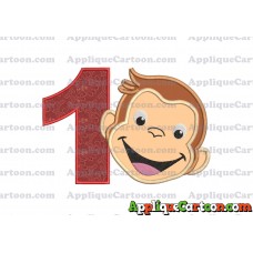 Curious George Applique 02 Embroidery Design Birthday Number 1