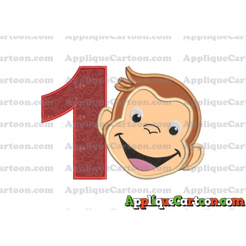 Curious George Applique 02 Embroidery Design Birthday Number 1