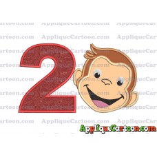 Curious George Applique 02 Embroidery Design Birthday Number 2