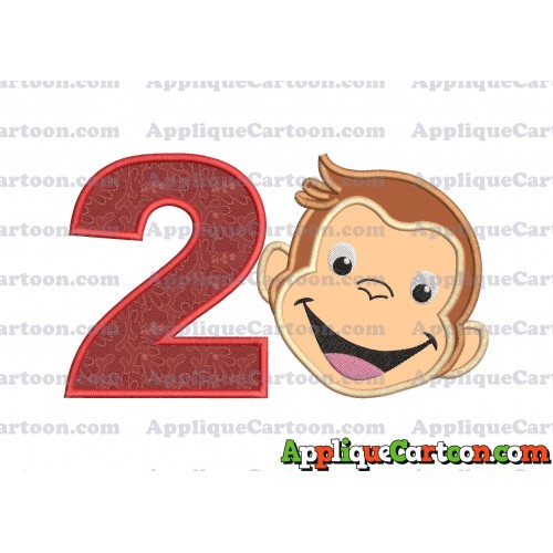 Curious George Applique 02 Embroidery Design Birthday Number 2