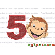 Curious George Applique 02 Embroidery Design Birthday Number 5